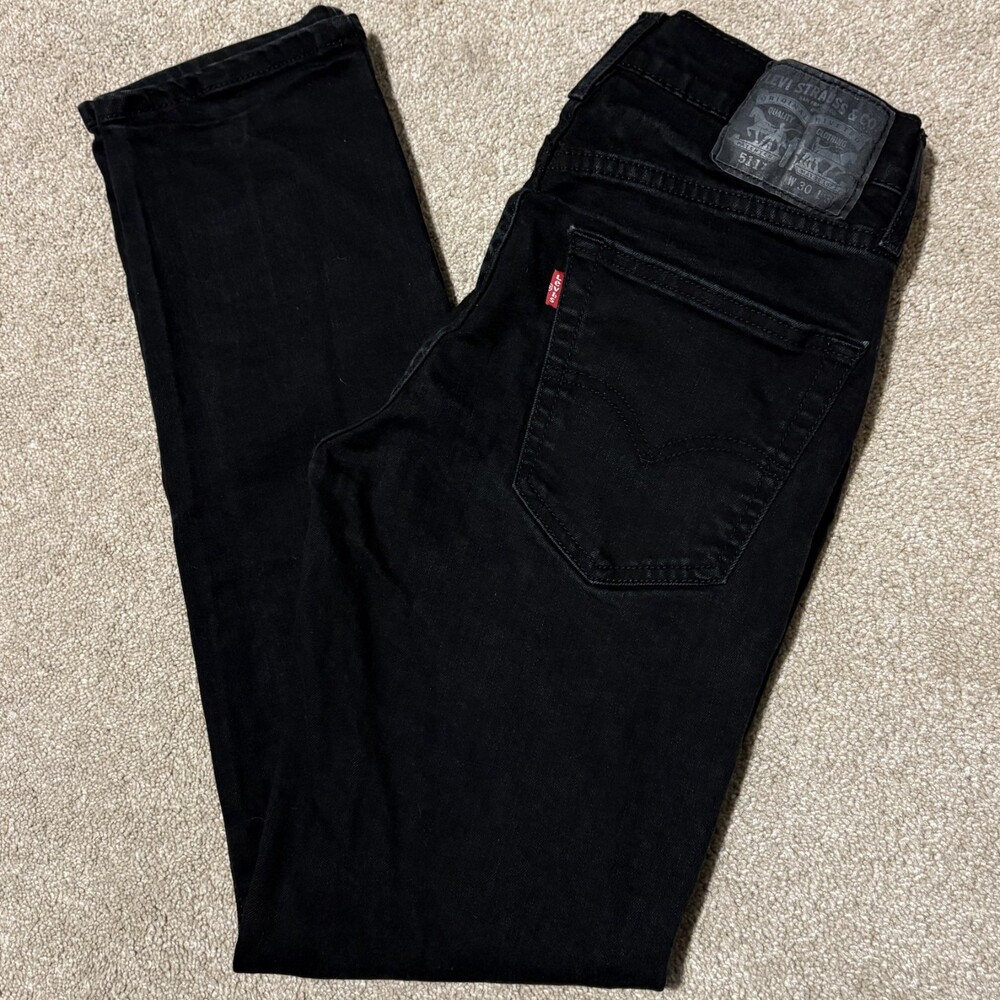 Levi's 511 Slim Fit Black Jeans 30x32 Straight Leg Stretch Denim